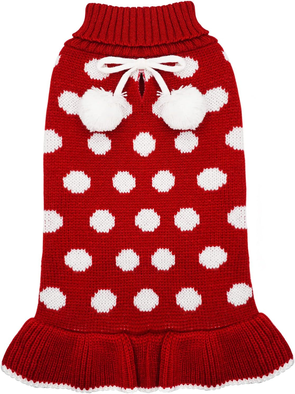 Red Dog Sweater Dress with Leash Hole Turtleneck Christmas for Girl Dog Sweater Small Medium Knit Pullover Warm Pet Sweater for Fall Winter