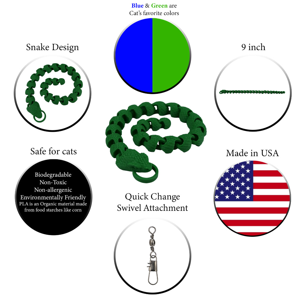 Cat Toy Wand Attachment Refill Toys for Indoor Cats Snake Interactive Kitten Pet