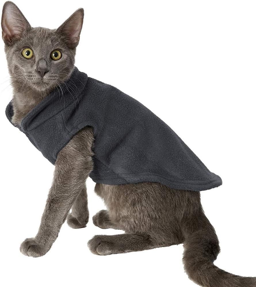 Cat Sweater Fleece Vest Cat Clothes for Small Cats Only, Small, Black