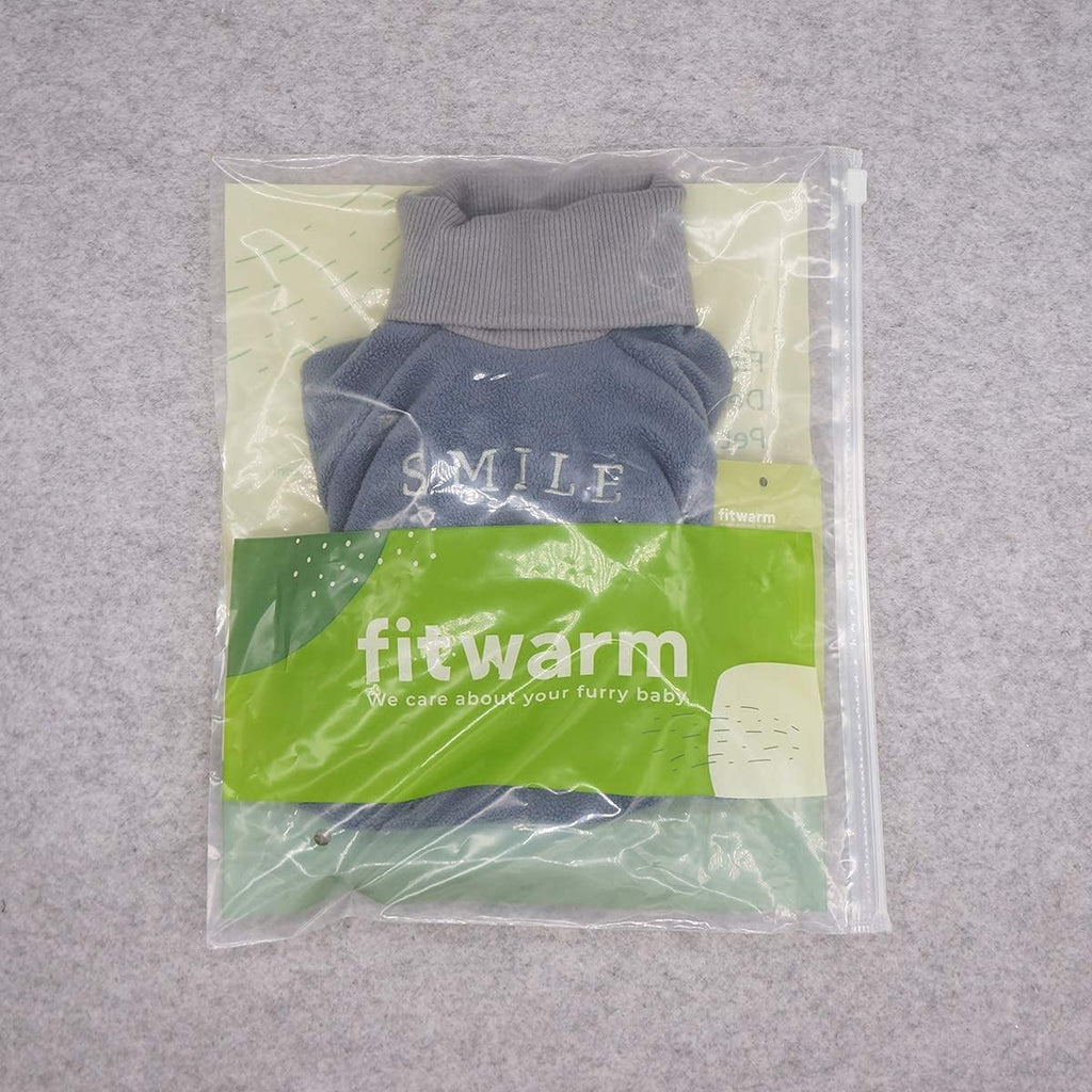 Embroidery Dog Clothes Turtleneck Thermal Fleece Puppy Pajamas Doggie Outfits Cat Onesies Jumpsuits Blue Medium