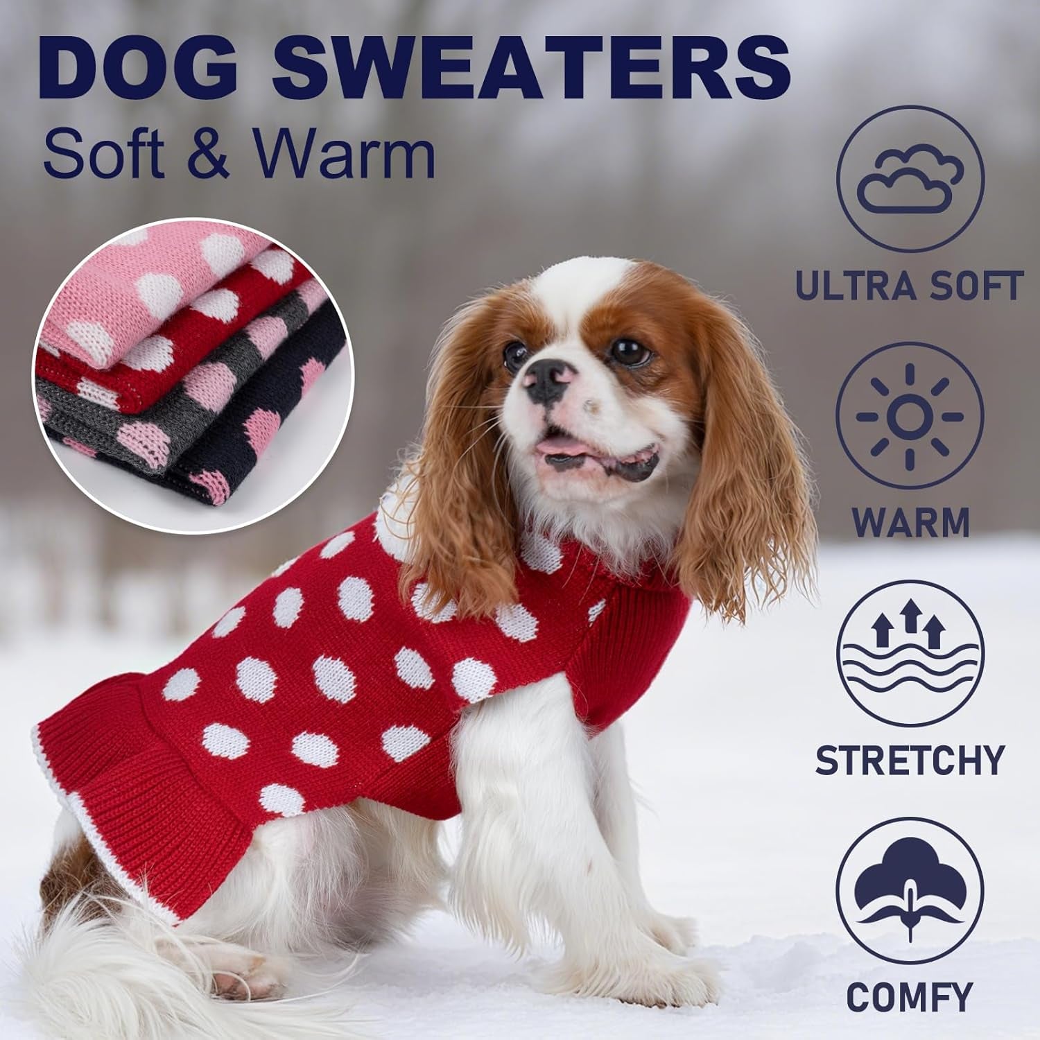 Red Dog Sweater Dress with Leash Hole Turtleneck Christmas for Girl Dog Sweater Small Medium Knit Pullover Warm Pet Sweater for Fall Winter