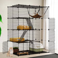 4-Tier Indoor Cat Cage, Cat Enclosure with Hammock, Large Metal Wire Cat Kennel DIY Cat Playpen Perfect for Multi-Cat Homes