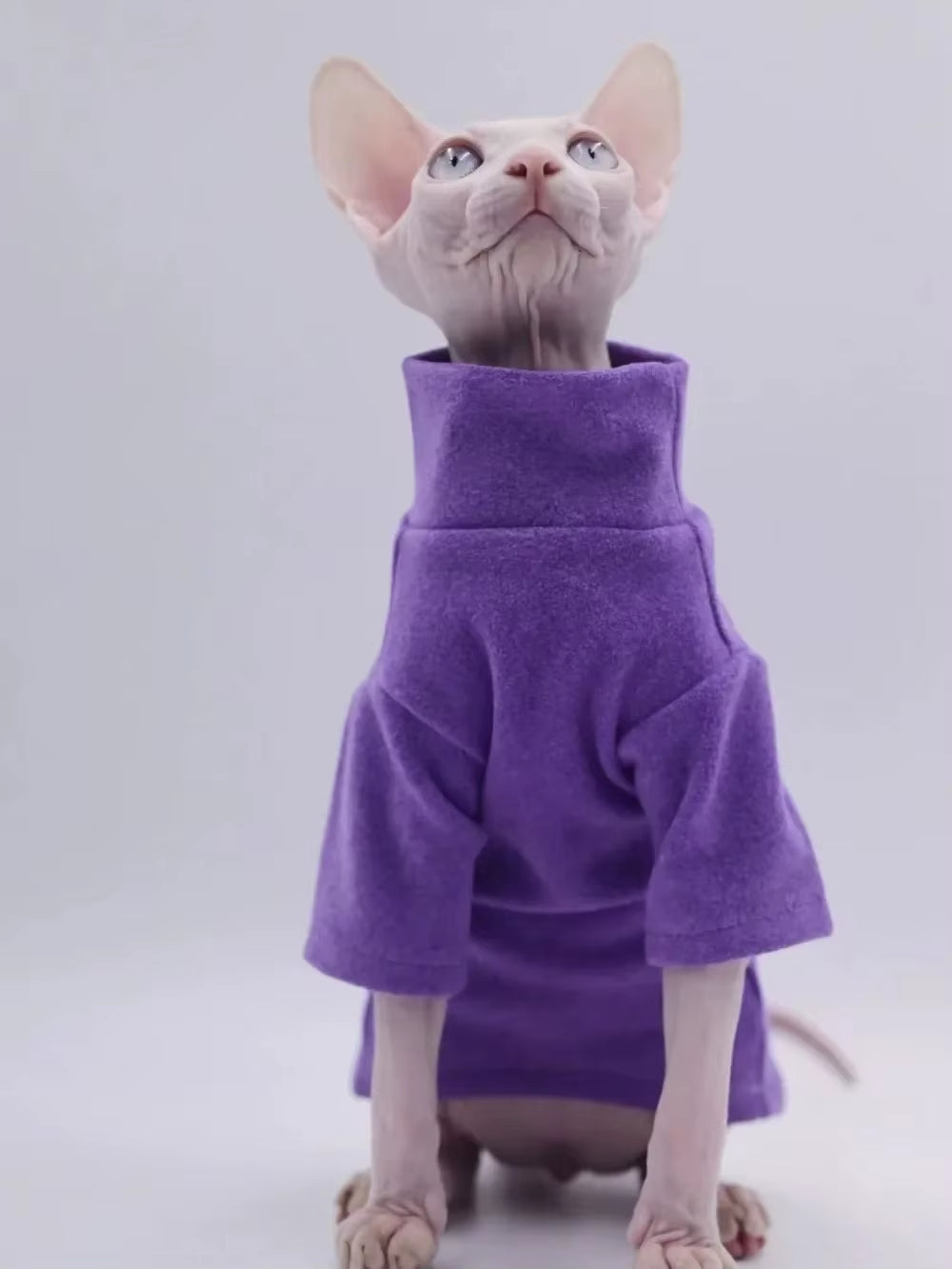 Sphynx Cat Clothes Pet Baby Soft Cotton Winter Cat Outfit for Cornish Solid Color Devon Hairless Cat Sweater Costume Pet Clothes