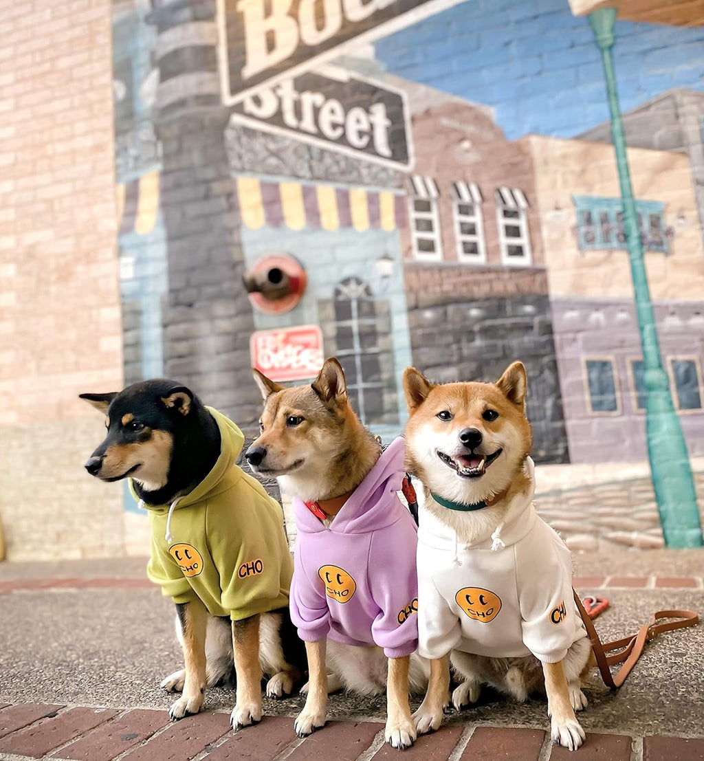 Smiley Dog Hoodie Stylish Dog Clothes Smiley Face Sweater Cotton Sweatshirt Fashion Outfit for Dogs Cats Puppy Small Medium Large (L, White)