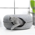 Cat Tunnel Bed Felt Tunnel Cat Nest,Round Felt Donut Cat Nest, Removable Cat Bed House Nest with Zipper Four Seasons for Small Dog Cat Puppy Sleeping