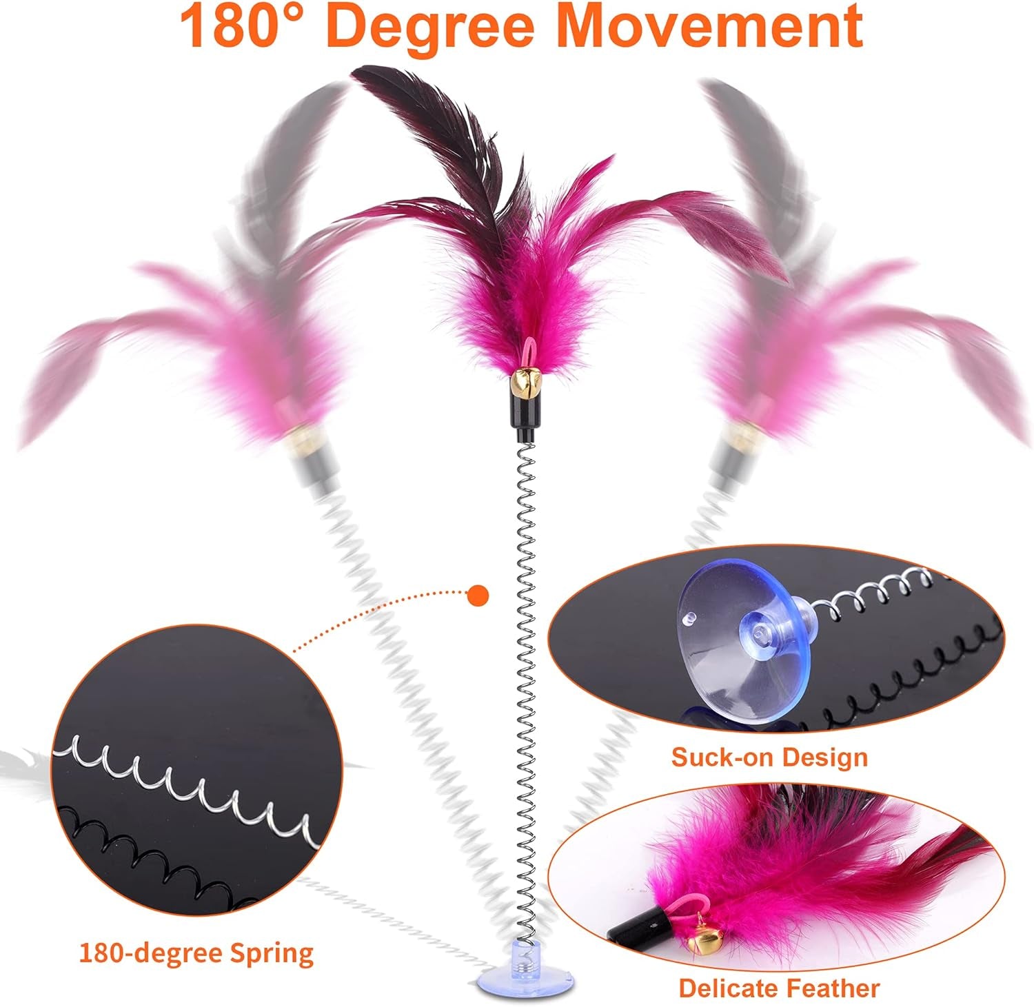 Cat Toy with Moving Fish and Sea Pole (Orange) Realistic Moving Fish Flopping Interactive Wiggle Moving Cat Kicker Fish Toy with Plush Interactive Cat Toys, Fun Toy for Cat Exercise