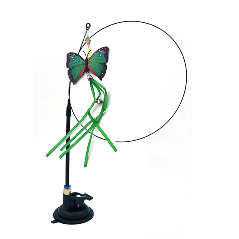 Funny Cat Toys Suction Cup Steel Wire Interactive Cat Teasing Stick Mouse Feather Butterfly Replacement Head Pet Supplies