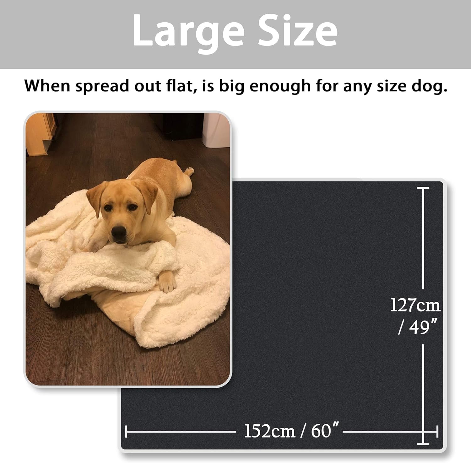 Dog Blankets for Large Dogs, Soft Fluffy Fleece Pet Blankets for Couch, Sofa, Dog Beds, Car Seats, Creat, Washable, 50X60 Inches, Black