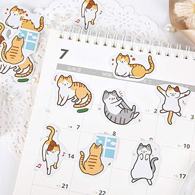 45PCS Cute Boxed DIY Cartoon Doggy and Cat Adhesive Paper Pets Shaped Stickers for Laptop Planners Scrapbook Cups Diary Notebooks Album Phone Case (Dog and Cat)