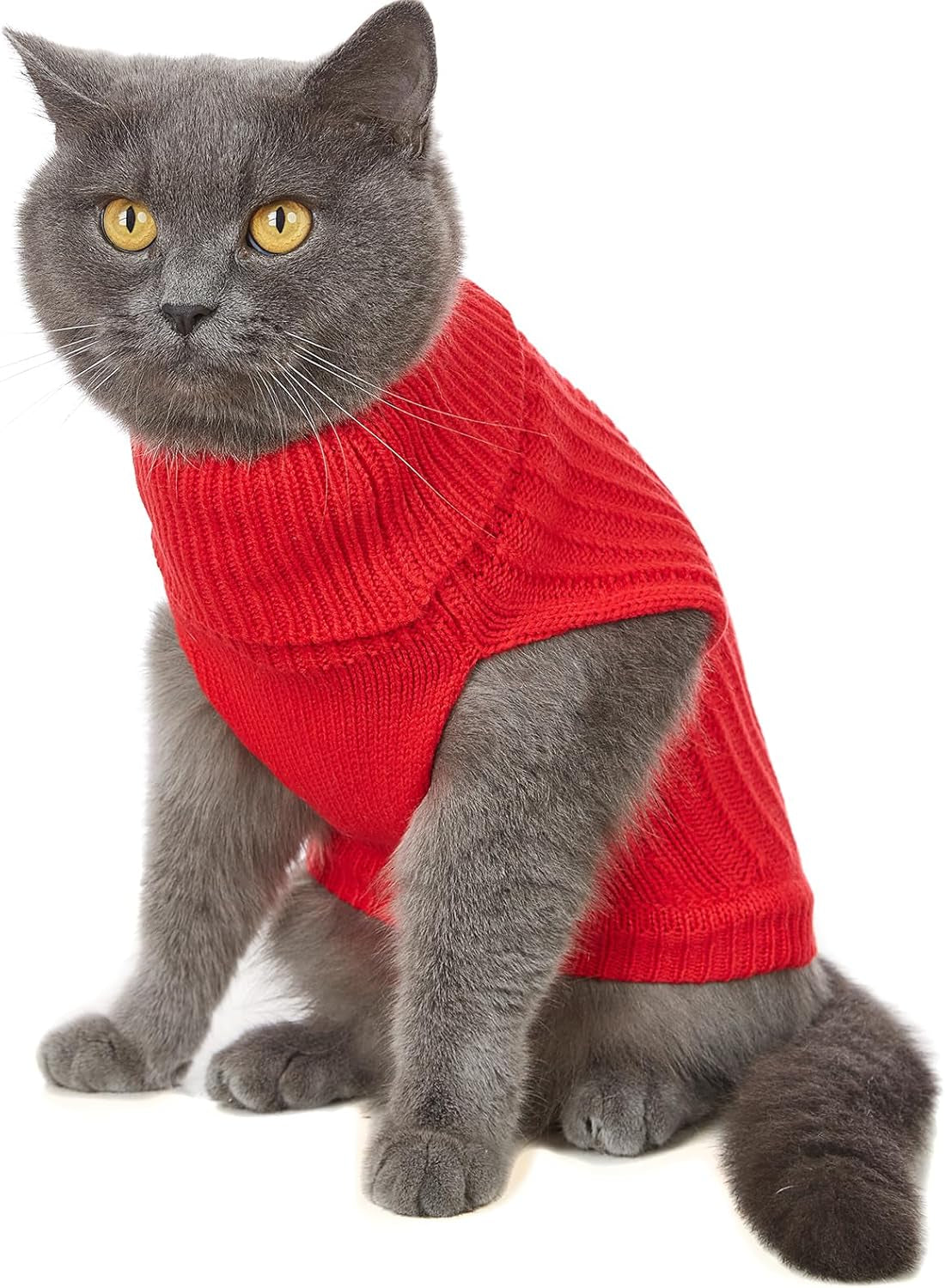 Cat Sweaters - 7 Colors, Cat & Small Dog Clothes (Red, Xx-Small)