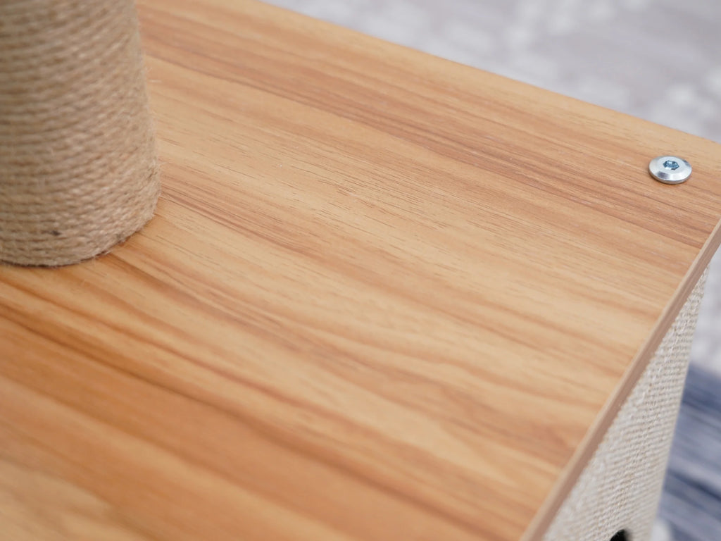 3-Level 30" Minimalist Cat Tree with Large Condo and Perch, 3 Toys, Beige