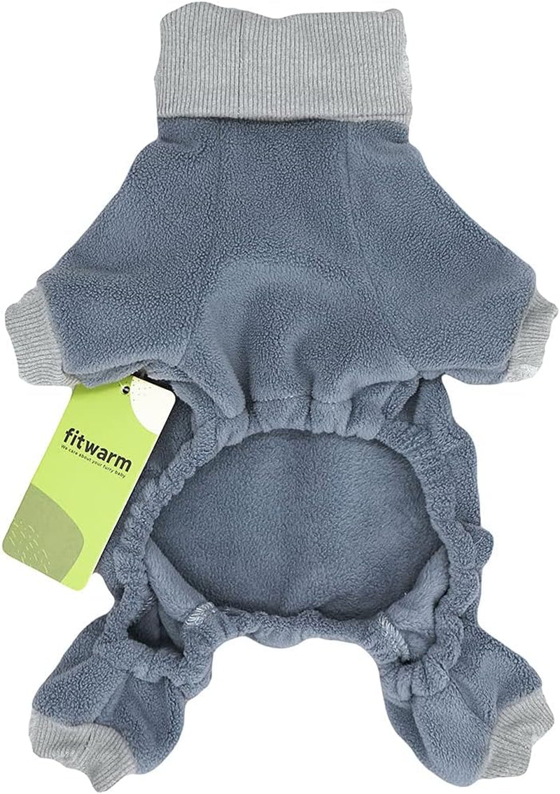 Embroidery Dog Clothes Turtleneck Thermal Fleece Puppy Pajamas Doggie Outfits Cat Onesies Jumpsuits Blue Medium