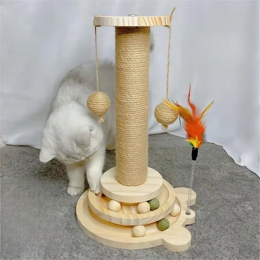 Pet Cat Toy Cat Scratcher Cat Turntable Funny Cat Stick Balls Durable Sisal Scratching Board Cat Supplies Cat Grab Column