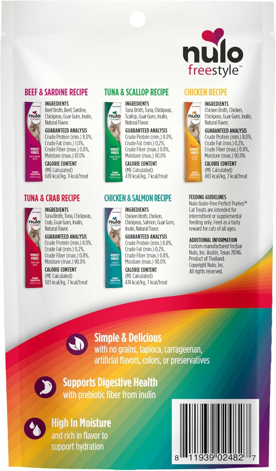 Freestyle Grain-Free Perfect Purees Premium Wet Cat Treats, Squeezable Meal Topper for Felines, High Moisture Content to Support Hydration, 0.5 Ounces in Each Lickable Wet Cat Treat Pouch