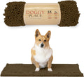 Medium Microfiber Dog Mat, 31" X 20", Brown, Absorbent and Quick-Drying, Non-Slip Rubber Backed, Machine Washable