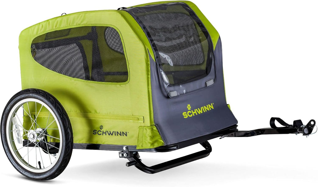 Rascal Pet Trailer, Holds Pets up to 50 or 100 Lb, Universal Coupler, Folding Frame, Quick-Release Wheels, Rear Doggy Door, Leash, Washable Liner, Bug Screen,  Bike Trailer for Pets