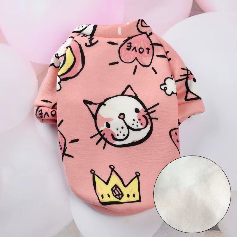 Cartoon Cat Hoodie Sweater Autumn Winter Pet Cat Clothes for Cats Katten Kedi Pullovers Mascota Pet Costume Cat Outfit Clothing