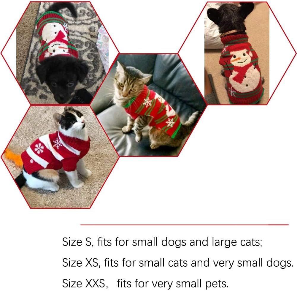 Dog Snow Sweaters - Xmas, Holiday & New Year Sweaters for Small Dogs & Cats (Snowman, XS)