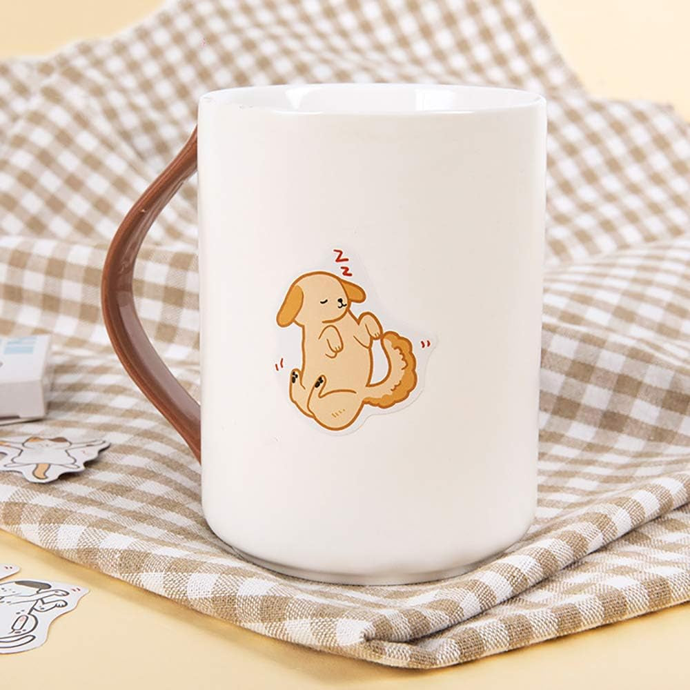 45PCS Cute Boxed DIY Cartoon Doggy and Cat Adhesive Paper Pets Shaped Stickers for Laptop Planners Scrapbook Cups Diary Notebooks Album Phone Case (Dog and Cat)